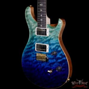 PRS Wood Library 10 Top Custom 24 Fatback Quilt Top Birdseye Neck Brazilian Rosewood Board Blue Fade - Image 2
