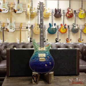 PRS Wood Library 10 Top Custom 24 Fatback Quilt Top Birdseye Neck Brazilian Rosewood Board Blue Fade - Image 11