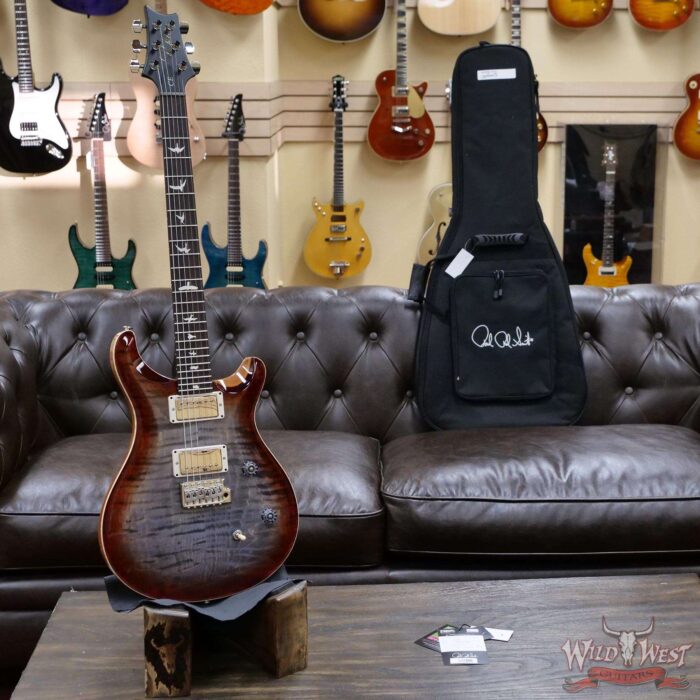 PRS Wild West Guitars Special Run Flame Top Black Neck CE 24 Faded Gray Black Cherry Burst 314496 - Image 5