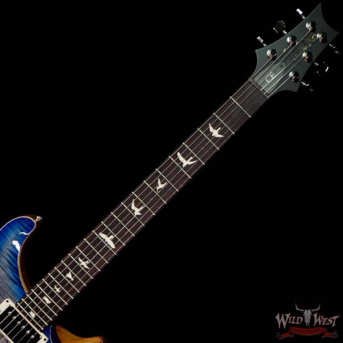 PRS Wild West Guitars Special Run Flame Top Black Neck CE 24 Faded Grey Black Blue Burst 314459 - Image 4