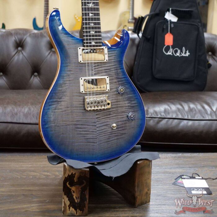 PRS Wild West Guitars Special Run Flame Top Black Neck CE 24 Faded Grey Black Blue Burst (Blemish) - Image 8