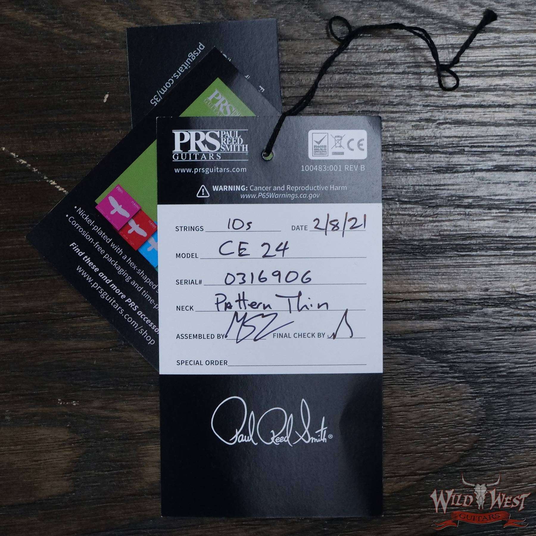 prs-wwg-ce24-cherry-316906-coa__wwg.jpg PRS Wild West Guitars Special Run Flame Top Black Neck CE 24 Faded Gray Black Cherry Burst 316906 - Image 11