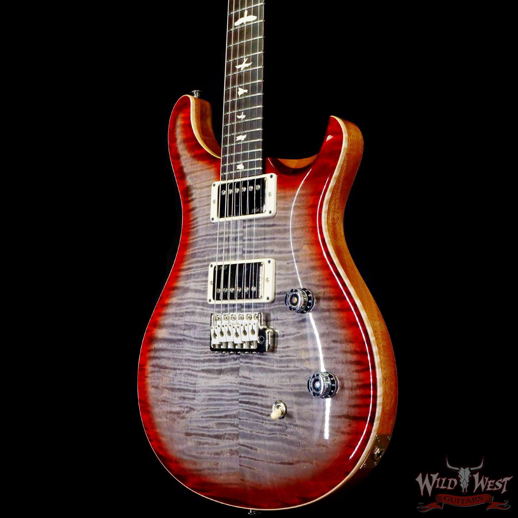 prs-wwg-ce24-cherry-358214-br__wwg.jpg Paul Reed Smith PRS Wild West Guitars 2023 Special Run CE 24 Painted Black Neck 57/08 Pickups Faded Grey Black Cherry Burst - Image 2