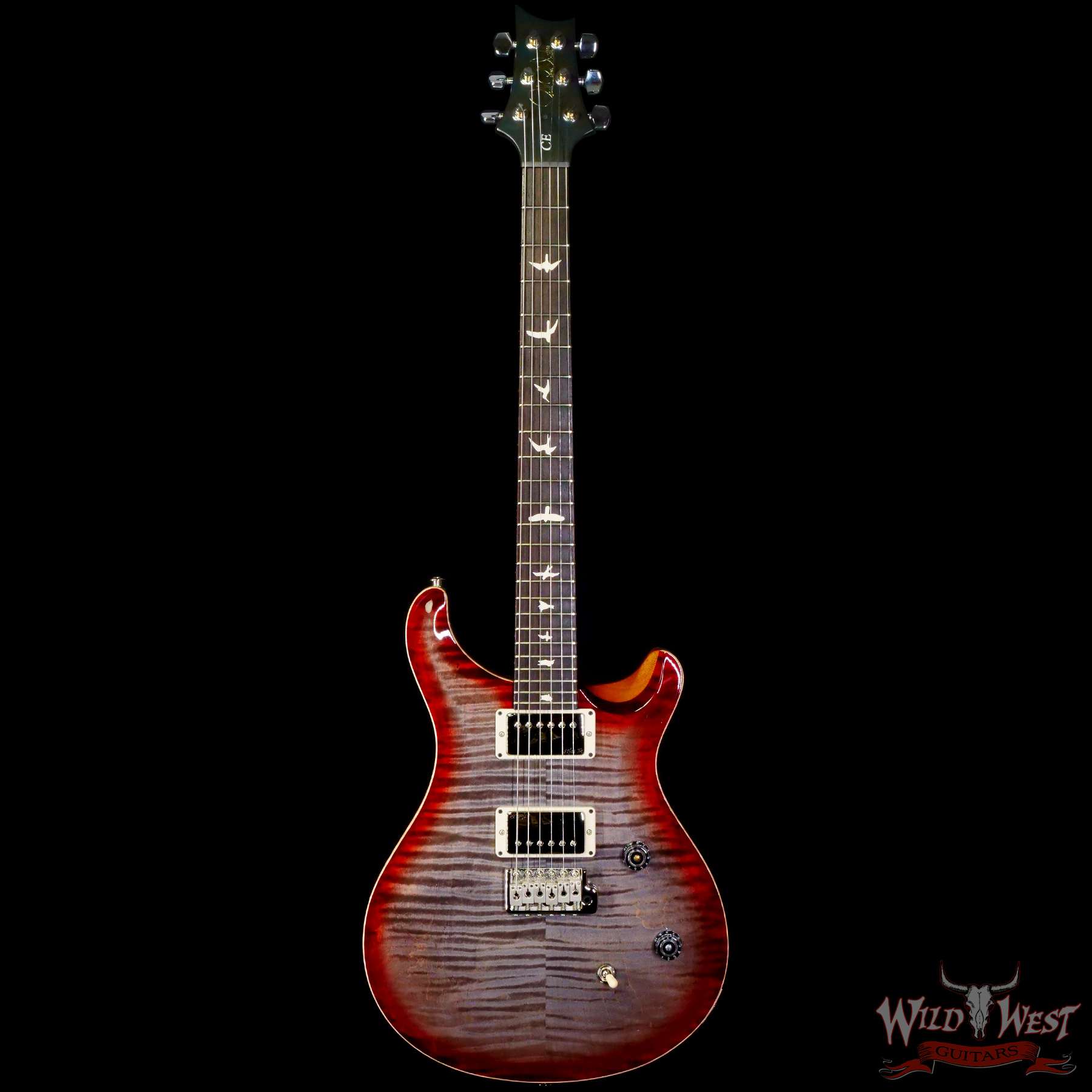 prs-wwg-ce24-cherry-358214-c1__wwg.jpg Paul Reed Smith PRS Wild West Guitars 2023 Special Run CE 24 Painted Black Neck 57/08 Pickups Faded Grey Black Cherry Burst - Image 3