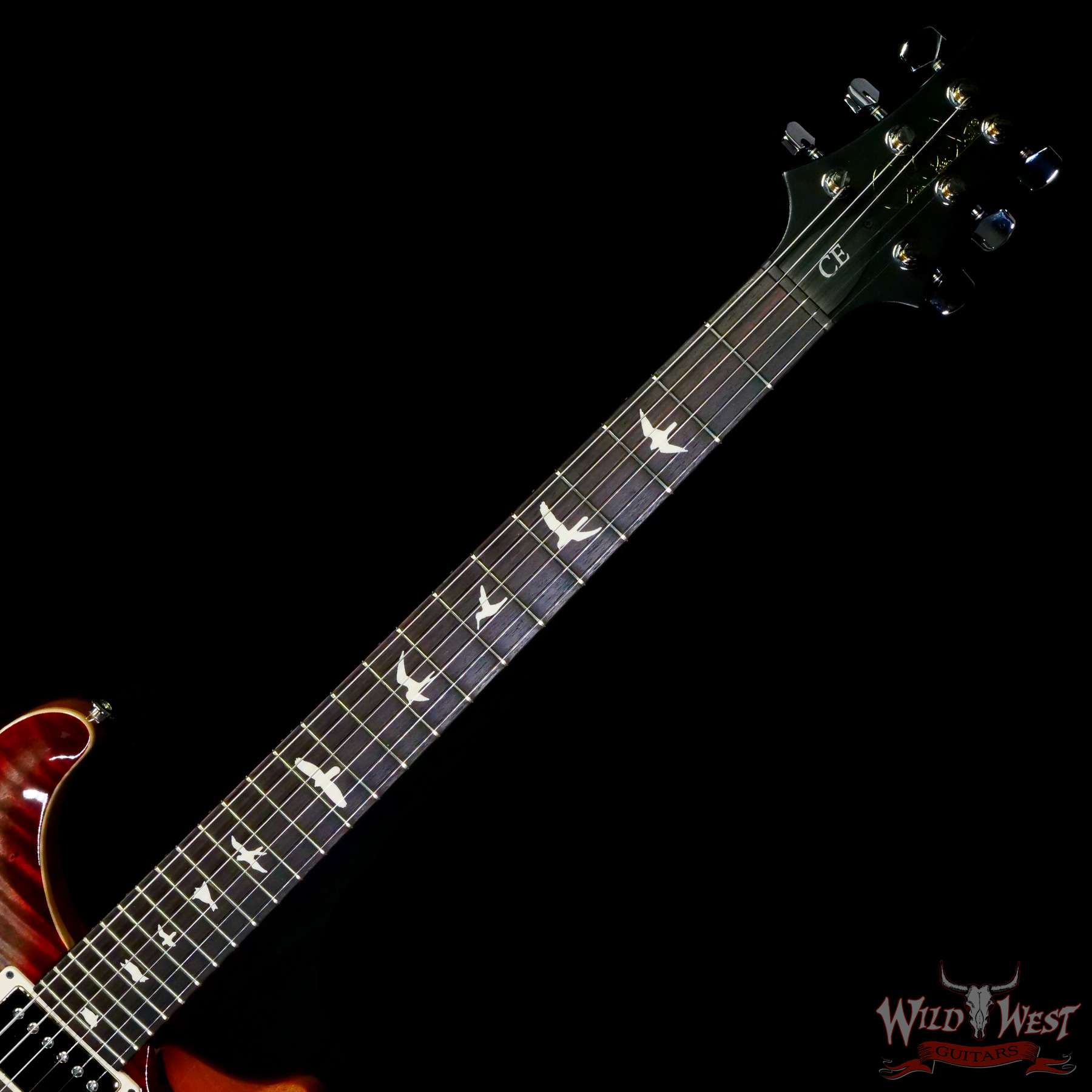 prs-wwg-ce24-cherry-358214-c2__wwg.jpg Paul Reed Smith PRS Wild West Guitars 2023 Special Run CE 24 Painted Black Neck 57/08 Pickups Faded Grey Black Cherry Burst - Image 4
