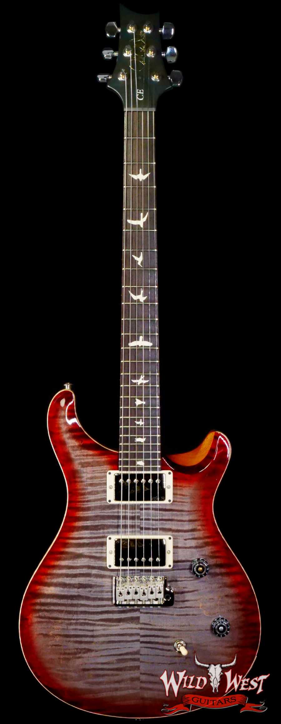 prs-wwg-ce24-cherry-358214-main__wwg_large.jpg Paul Reed Smith PRS Wild West Guitars 2023 Special Run CE 24 Painted Black Neck 57/08 Pickups Faded Grey Black Cherry Burst - Image 1