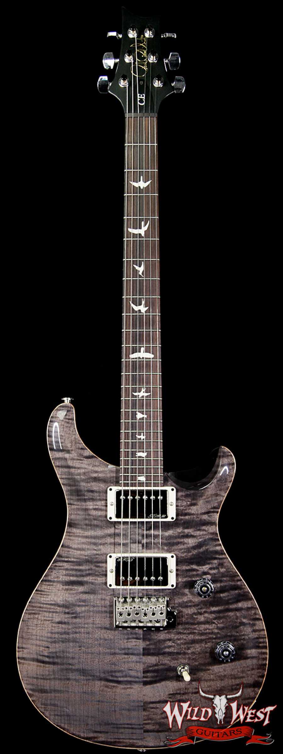 prs-wwg-ce24-greyblack-238551-main1__wwg_large.jpg PRS Wild West Guitars Special Run CE 24 Flame Maple Top and 57/08 Pickups Grey Black 238551 - Image 1