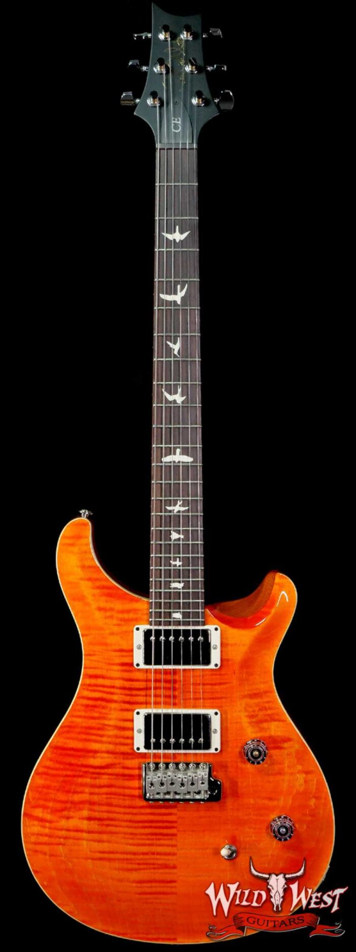 Paul Reed Smith PRS Wild West Guitars Special Run Flame Top Black Neck CE 24 Orange - Image 1