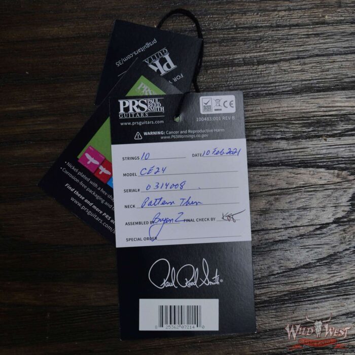 PRS Wild West Guitars Special Run Flame Top Black Neck CE 24 Faded Gray Black Purple Burst 314008 - Image 11