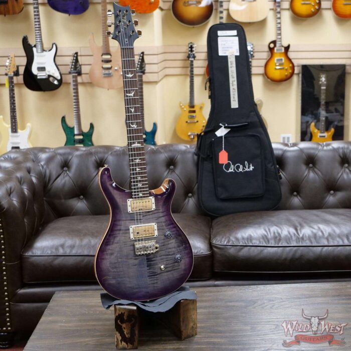 PRS Wild West Guitars Special Run Flame Top Black Neck CE 24 Faded Gray Black Purple Burst 314008 - Image 5