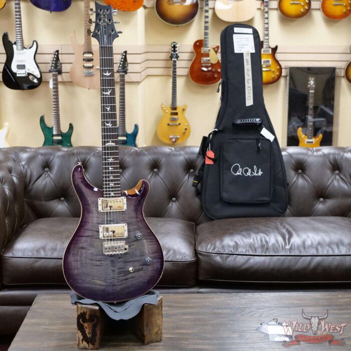 PRS Wild West Guitars Special Run Flame Top Black Neck CE 24 Faded Gray Black Purple Burst 316172 - Image 5