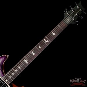 PRS Wild West Guitars Special Run Flame Top Black Neck CE 24 Faded Gray Black Purple Burst 317457 - Image 4