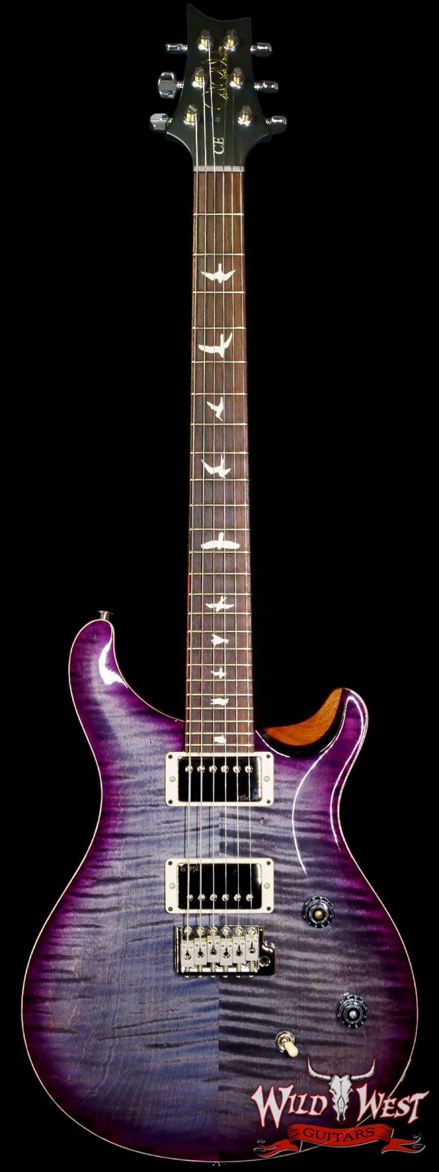 prs-wwg-ce24-purple-358014-main__wwg_large.jpg Paul Reed Smith PRS Wild West Guitars 2023 Special Run CE 24 Painted Black Neck 57/08 Pickups Faded Grey Black Purple Burst - Image 1