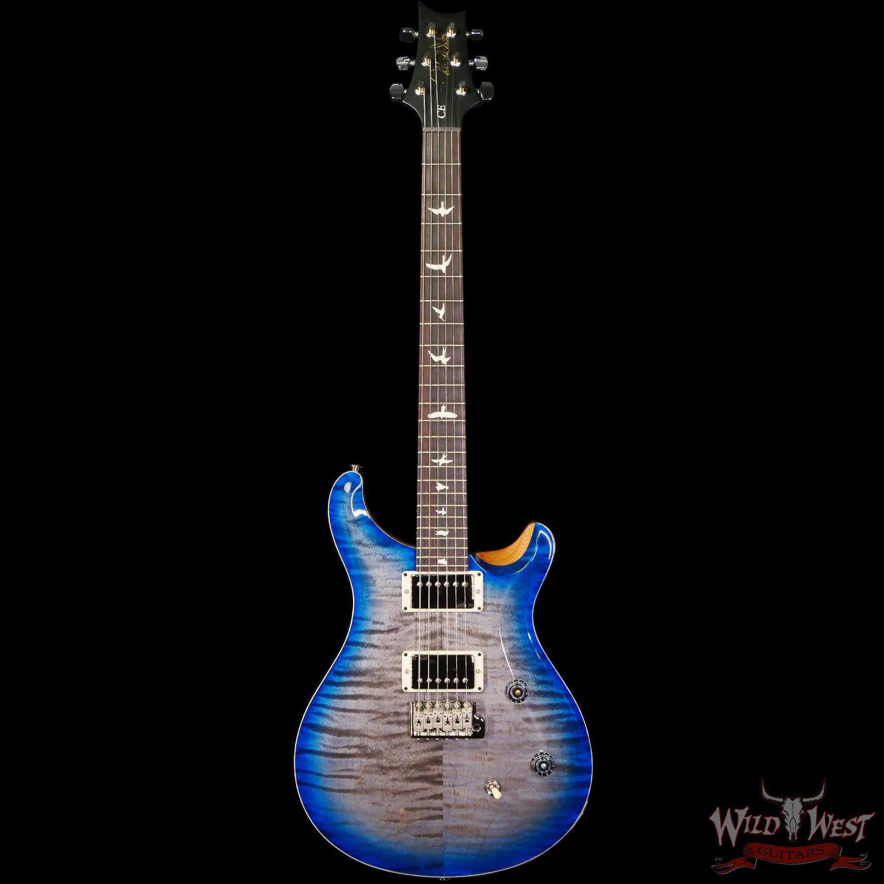 prs-wwgce24-blue-355697-c1__wwg.jpg Paul Reed Smith PRS Wild West Guitars 2023 Special Run CE 24 Painted Black Neck 57/08 Pickups Faded Grey Black Blue Burst - Image 3