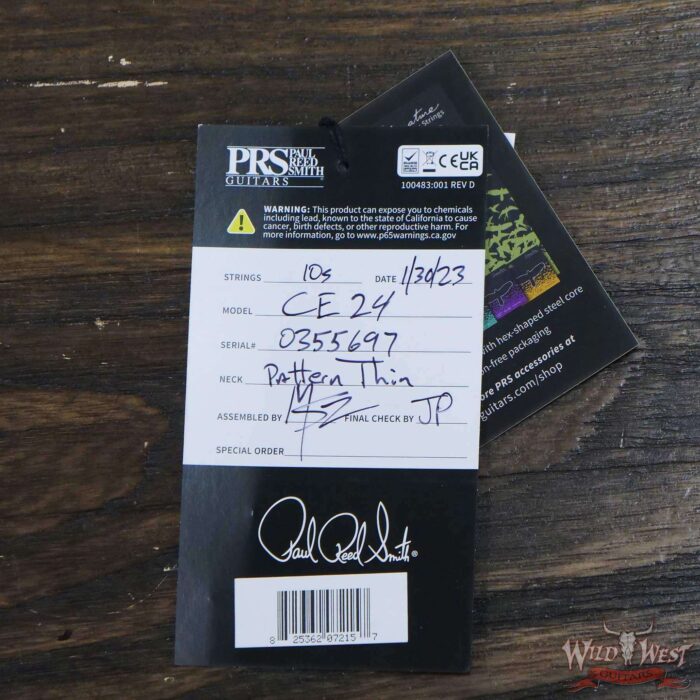 Paul Reed Smith PRS Wild West Guitars 2023 Special Run CE 24 Painted Black Neck 57/08 Pickups Faded Grey Black Blue Burst - Image 11