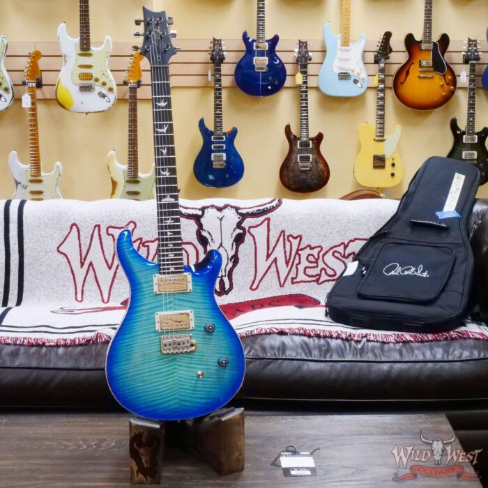 Paul Reed Smith PRS Wild West Guitars Special Run CE 24 Painted Black Neck 57/08 Covered Pickups Makena Blue 7.45 LBS - Image 4