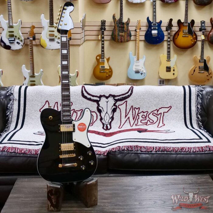 Squier Limited Edition Paranormal Troublemaker Telecaster Deluxe Laurel Fingerboard Black Gold Hardware - Image 7