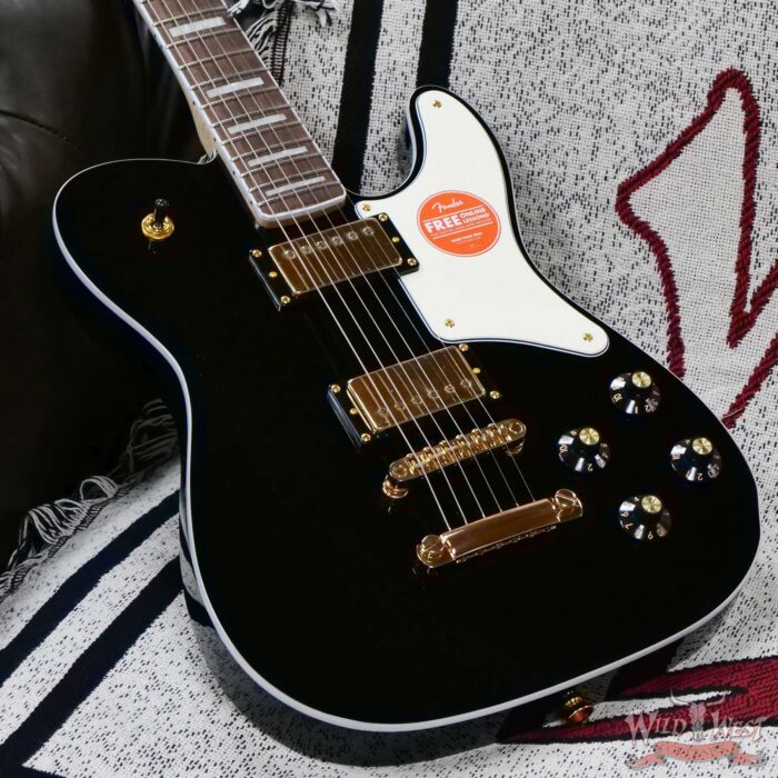 Squier Limited Edition Paranormal Troublemaker Telecaster Deluxe Laurel Fingerboard Black Gold Hardware - Image 9