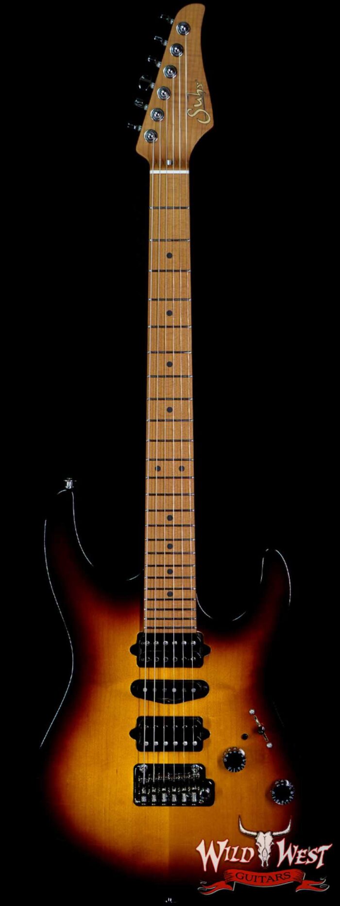Suhr Custom Modern Antique HSH Roasted Quatersawn Maple Neck with Blower Switch 2 Tone Tobacco Burst - Image 1