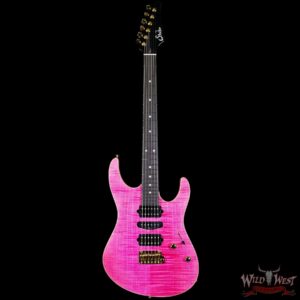 Suhr Custom Modern HSH Flame Maple Top Genuine Mahogany Body & Neck Ebony Fingerboard Magenta Pink - Image 3