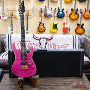 Suhr Custom Modern HSH Flame Maple Top Genuine Mahogany Body & Neck Ebony Fingerboard Magenta Pink - Image 6