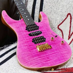 Suhr Custom Modern HSH Flame Maple Top Genuine Mahogany Body & Neck Ebony Fingerboard Magenta Pink - Image 8