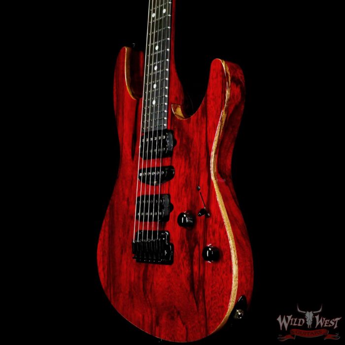Suhr Custom Carve Top Modern HSH Black Limba Body & Neck Ebony Fingerboard Trans Red - Image 2