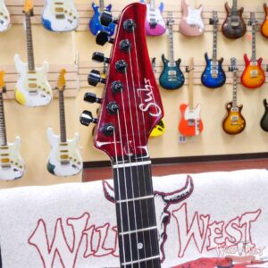 Suhr Custom Carve Top Modern HSH Black Limba Body & Neck Ebony Fingerboard Trans Red - Image 7