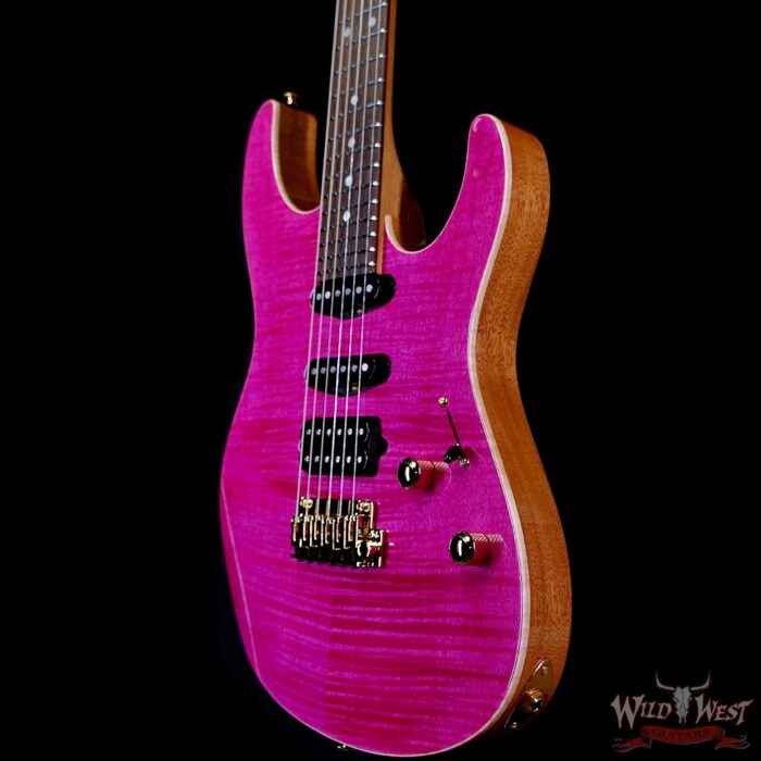 Suhr Custom Modern HSS Flame Maple Top Genuine Mahogany Body & Neck Indian Rosewood Fingerboard Magenta Pink 7.60 LBS - Image 2