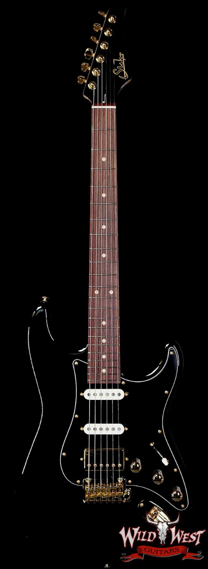 Suhr Custom Classic S HSS Rosewood Fingerboard Matching Color Headstock Gold Hardware Black 8.10 LBS - Image 1