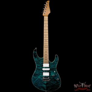 Suhr Custom Modern HSH Flame Maple Top Roasted Maple Neck Trans Teal 7.05 LBS - Image 3