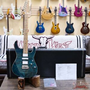 Suhr Custom Modern HSH Flame Maple Top Roasted Maple Neck Trans Teal 7.05 LBS - Image 6