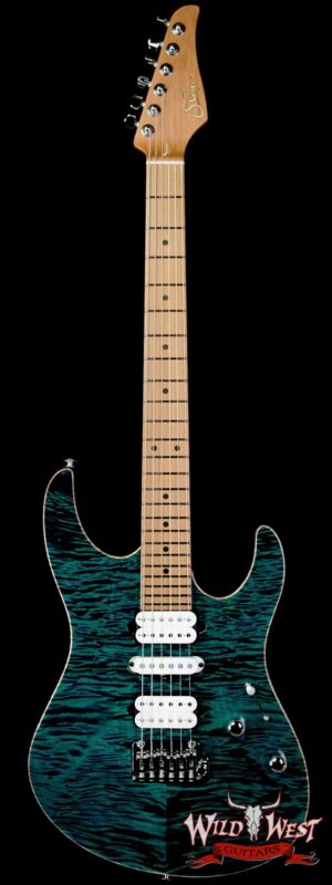 Suhr Custom Modern HSH Flame Maple Top Roasted Maple Neck Trans Teal 7.05 LBS