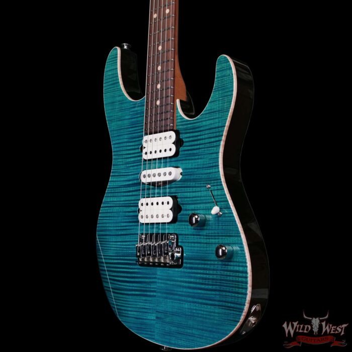 Suhr Custom Modern HSH Basswood Body with Flame Maple Top Roasted Maple Neck Trans Teal 6.80 lbs - Image 2