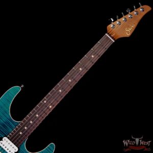 Suhr Custom Modern HSH Basswood Body with Flame Maple Top Roasted Maple Neck Trans Teal 6.80 lbs - Image 4