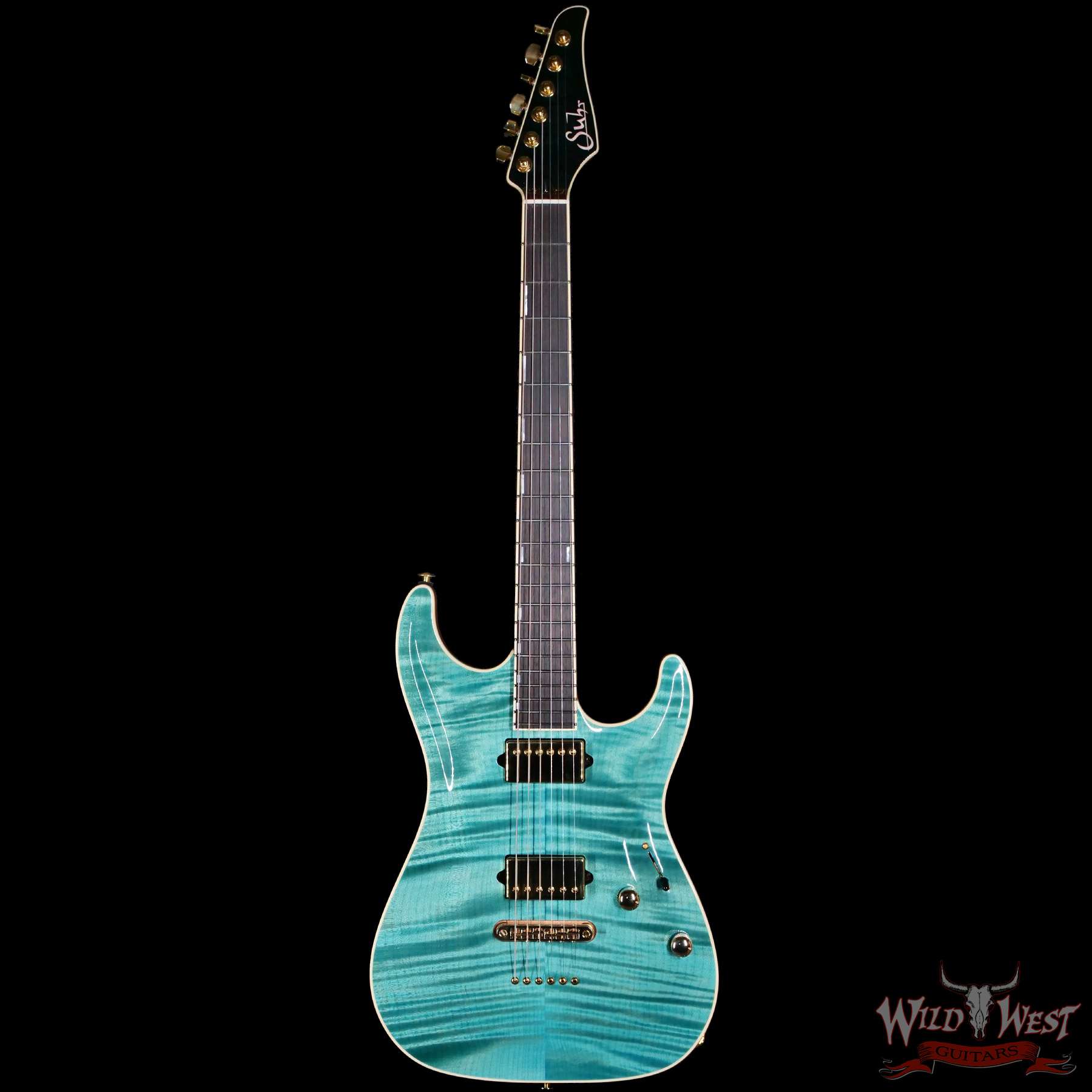 suhr-82923-c1__wwg-1.jpg Suhr Custom Carve Top Standard Flame Maple Top Genuine Mahogany Body Bahama Blue 7.65 lbs - Image 3