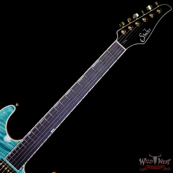 Suhr Custom Carve Top Standard Flame Maple Top Genuine Mahogany Body Bahama Blue 7.65 lbs - Image 4