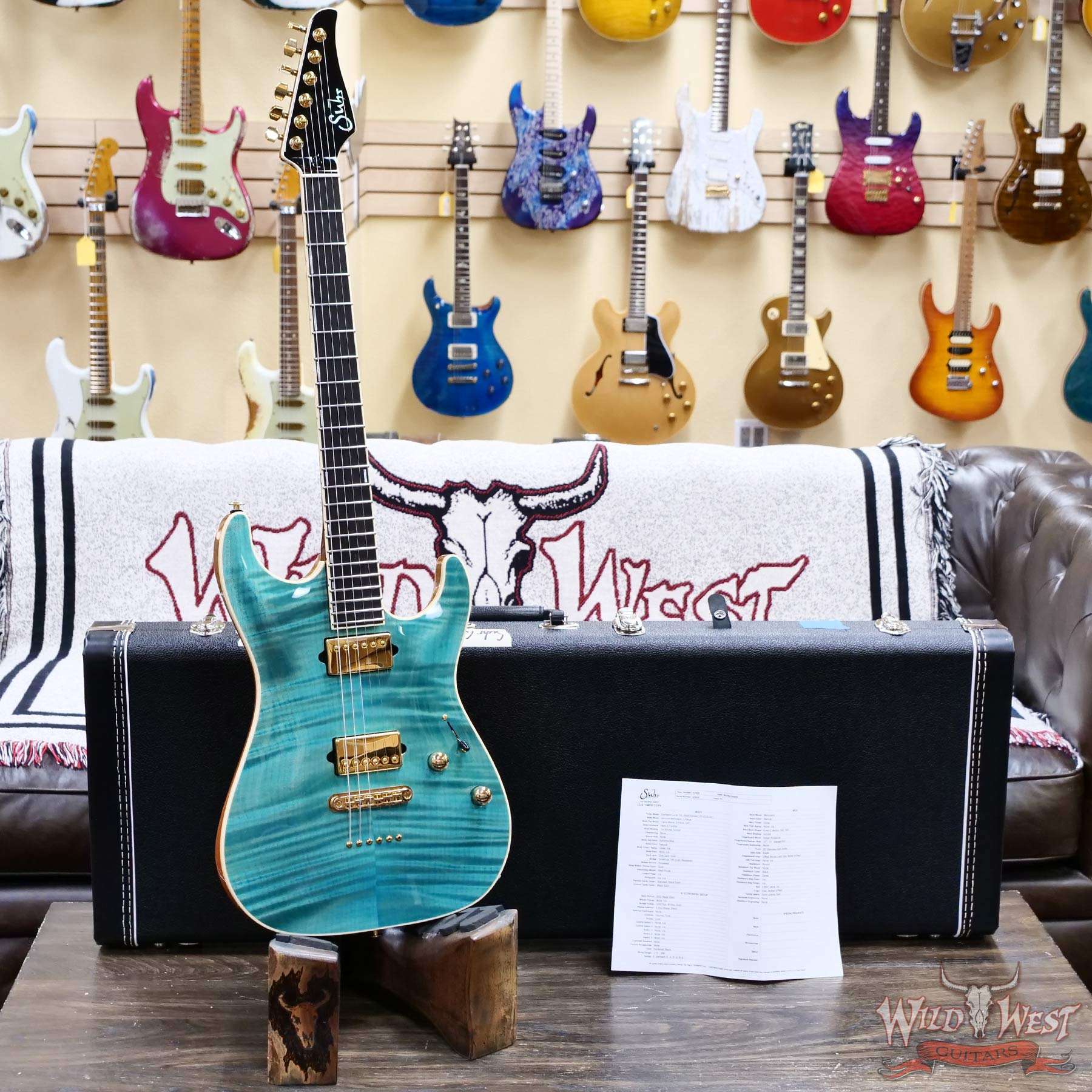 suhr-82923-d1__wwg-1.jpg Suhr Custom Carve Top Standard Flame Maple Top Genuine Mahogany Body Bahama Blue 7.65 lbs - Image 6