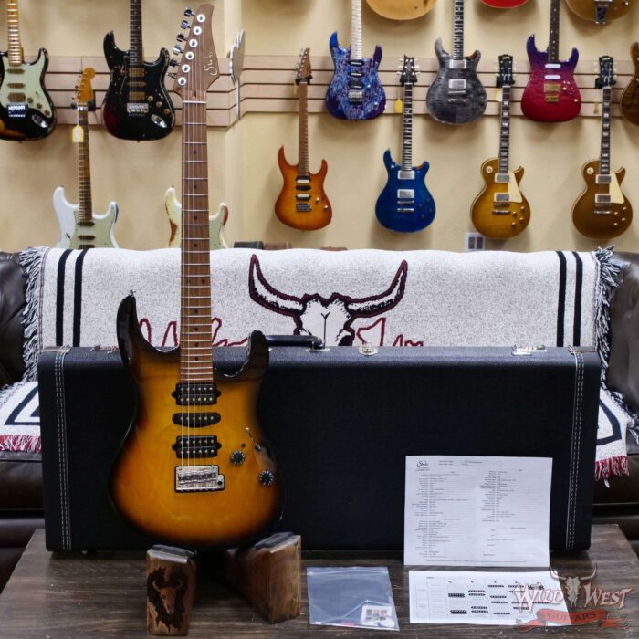 Suhr Custom Modern Antique HSH Rear Rout Roasted Maple Neck Light Aged 2 Tone Tobacco Burst 7.15 lbs - Image 6