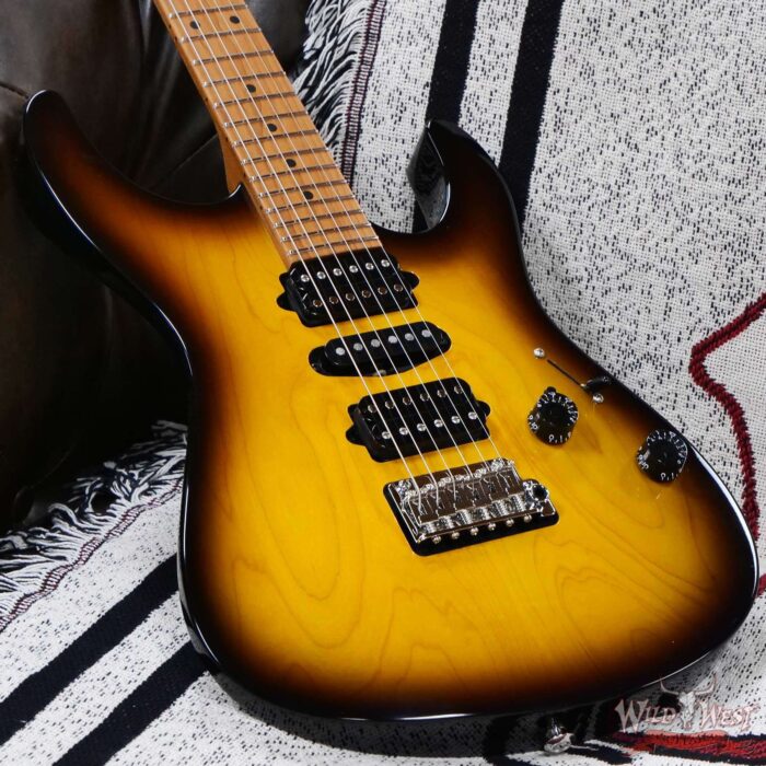 Suhr Custom Modern Antique HSH Rear Rout Roasted Maple Neck Light Aged 2 Tone Tobacco Burst 7.15 lbs - Image 8