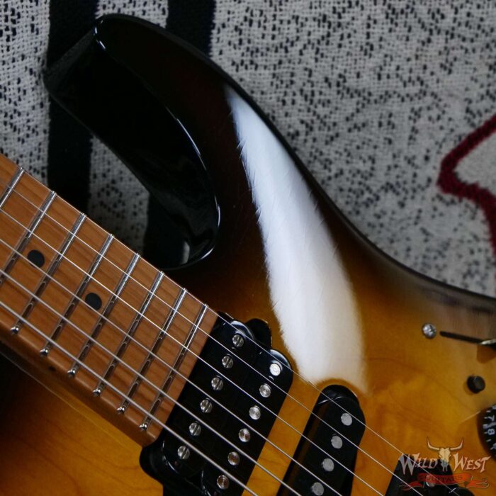 Suhr Custom Modern Antique HSH Rear Rout Roasted Maple Neck Light Aged 2 Tone Tobacco Burst 7.15 lbs - Image 9