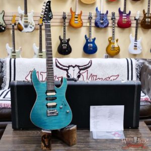Suhr Custom Set Neck Modern HSH Flame Maple Top Blower Switch 24 Stainless Steel Jumbo Frets Bahama Blue 6.95 lbs - Image 6