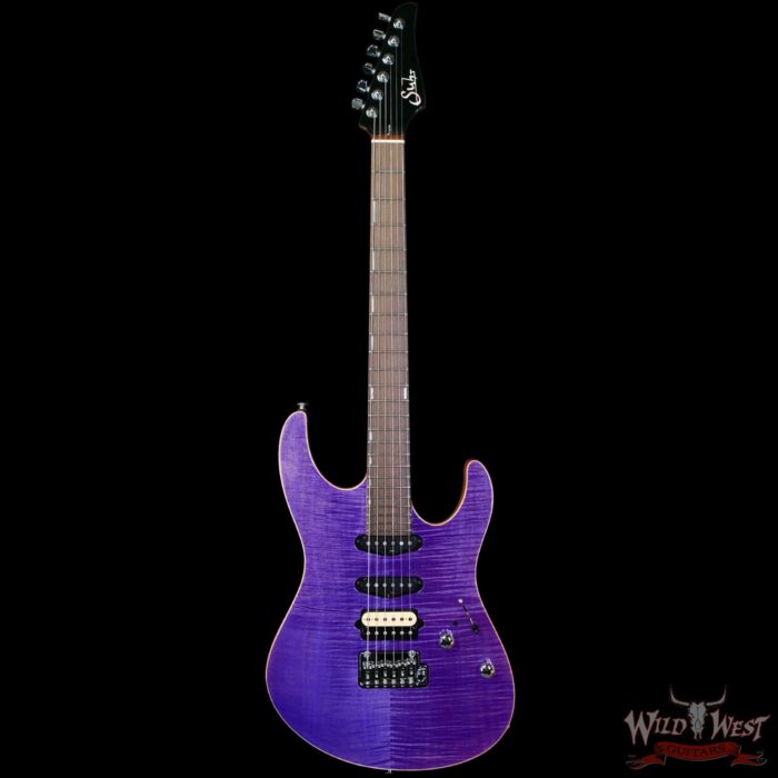 Suhr Custom Set Neck Modern HSS Flame Maple Top SSCII System Blower Switch 24 Stainless Steel Jumbo Frets Trans Purple 6.95 LBS - Image 3