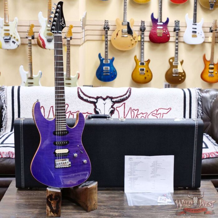 Suhr Custom Set Neck Modern HSS Flame Maple Top SSCII System Blower Switch 24 Stainless Steel Jumbo Frets Trans Purple 6.95 LBS - Image 6