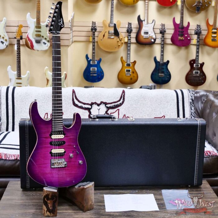 Suhr Custom Set Neck Modern HSH Flame Maple Top Mahogany Body & Neck SSCII System Blower Switch 24 Stainless Steel Jumbo Frets Rasberry Burst (Custom Color) 6.85 LBS - Image 6