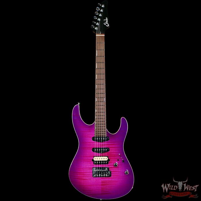 Suhr Custom Set Neck Modern HSS Flame Maple Top Mahogany Body & Neck SSCII System Blower Switch 24 Stainless Steel Jumbo Frets Rasberry Burst (Custom Color) 6.90 LBS - Image 3