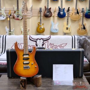 Suhr Custom Modern HSH Flame Top Genuine Mahogany Body Roasted Maple Neck Satin Honey Burst 7.70 LBS - Image 6