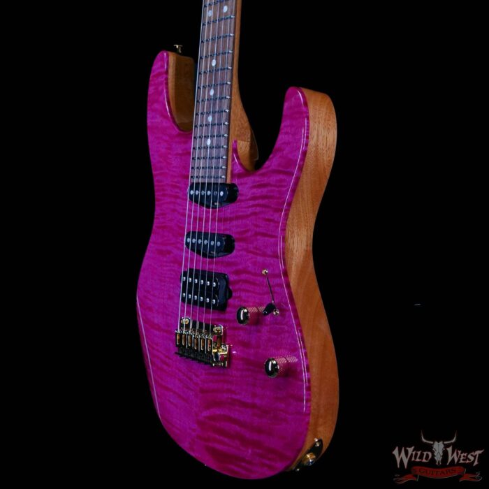 Suhr Custom Modern HSS Flame Maple Top Genuine Mahogany Body & Neck Indian Rosewood Fingerboard Magenta Pink 7.65 LBS - Image 2