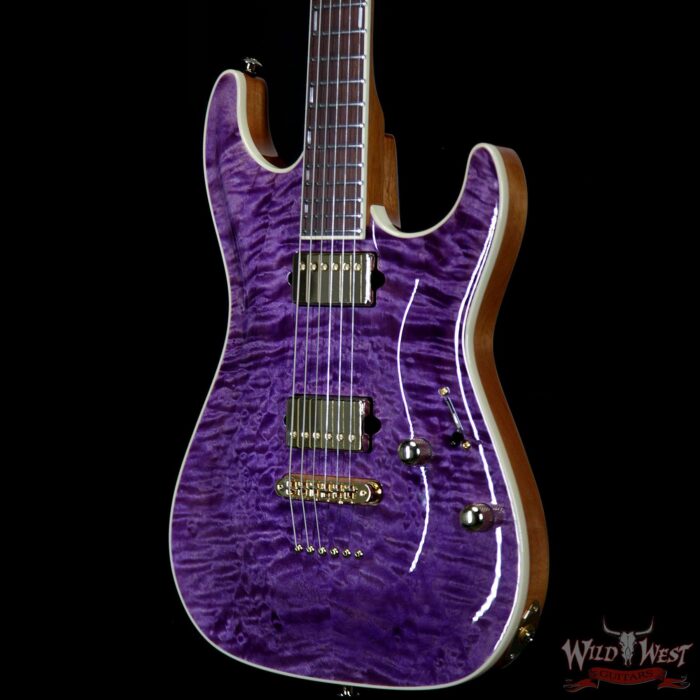 Suhr Custom Carve Top Standard Quilt Maple Top Indian Rosewood Satin Neck String-Thru Trans Purple - Image 2