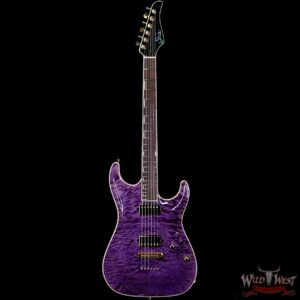 Suhr Custom Carve Top Standard Quilt Maple Top Indian Rosewood Satin Neck String-Thru Trans Purple - Image 4